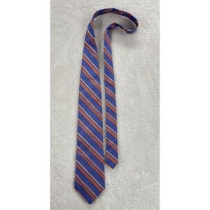 Vintage‎ Dior Signature Tie 100% Italian Silk Textured Striped Blue/Orange